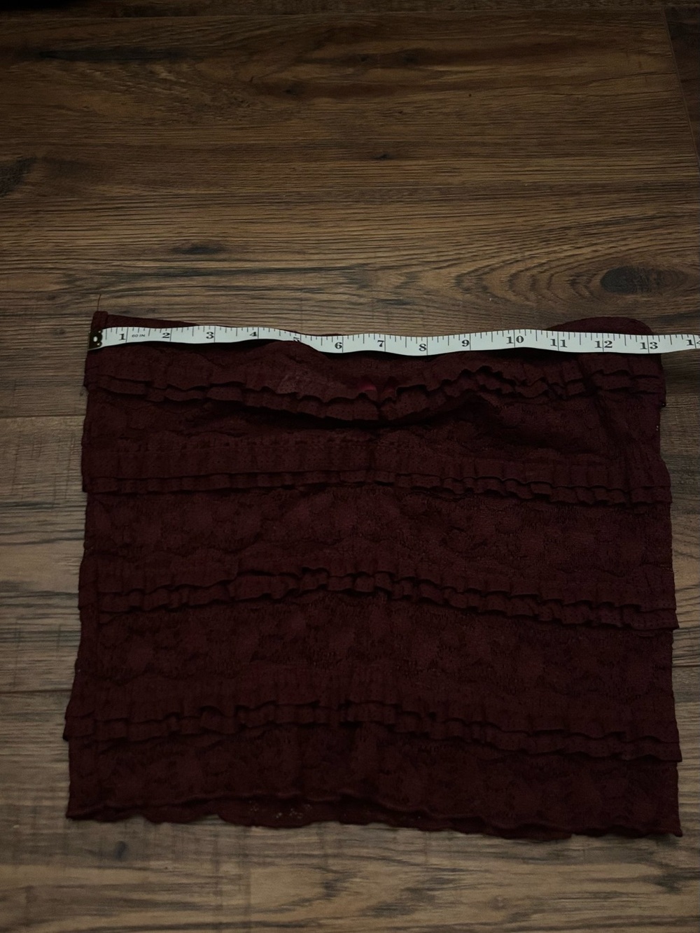 Women's Burgundy Lace Ruffle tube top